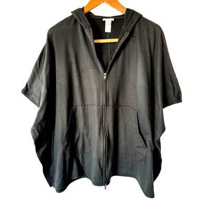 J. Jill‎ Fit Black Stretch Zip Up Cape Hooded Jacket Size XS / Small Athleisure
